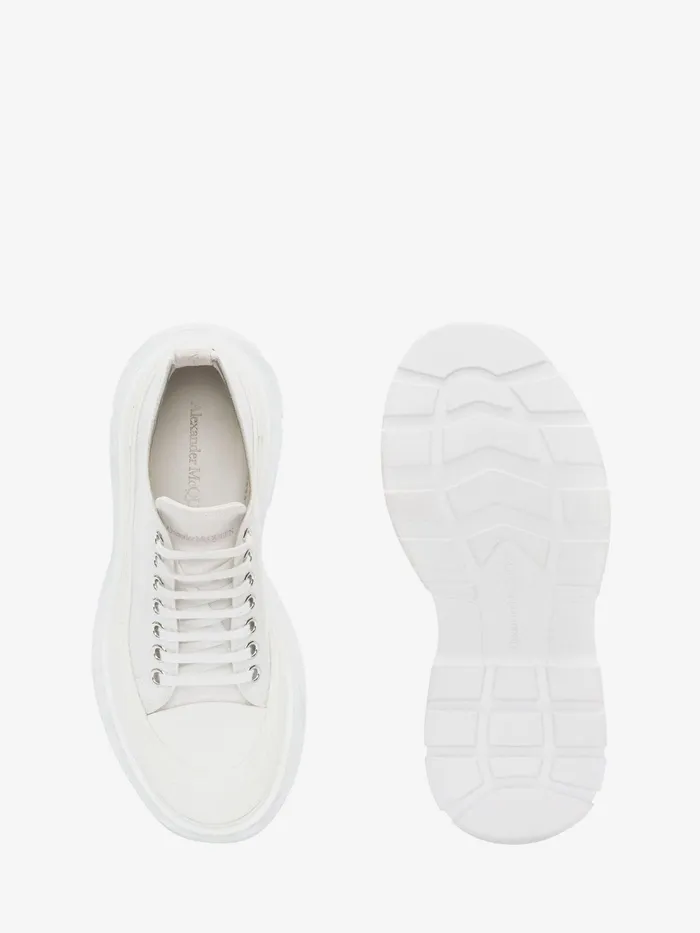 Women Flat Shoes Alexander McQueen Tread Slick Lace Up White