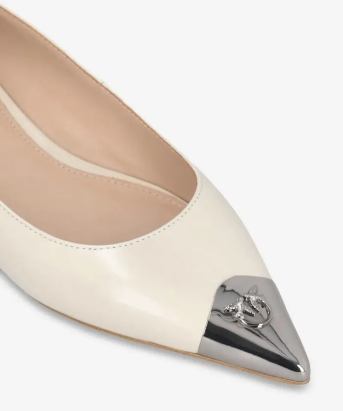 Women Flats Pinko Nappa Leather Ballerinas With Metal Toe Yoghurt Women Flats Pinko Nappa Leather Ballerinas With Metal Toe Yoghurt