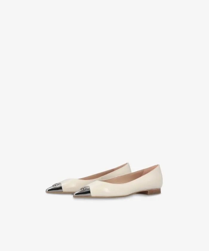 Women Flats Pinko Nappa Leather Ballerinas With Metal Toe Yoghurt Women Flats Pinko Nappa Leather Ballerinas With Metal Toe Yoghurt