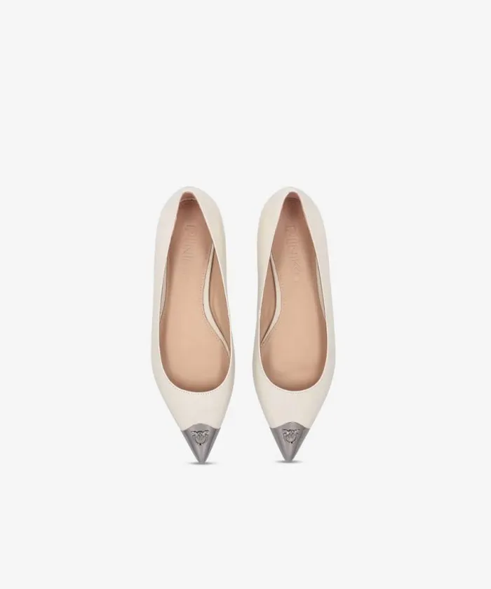 Women Flats Pinko Nappa Leather Ballerinas With Metal Toe Yoghurt Women Flats Pinko Nappa Leather Ballerinas With Metal Toe Yoghurt