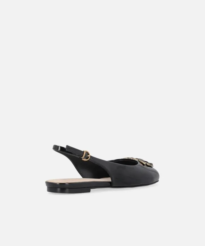 Women Flats Pinko Patent Slingback Ballet Flats With Logo Limo Black Women Flats Pinko Patent Slingback Ballet Flats With Logo Limo Black