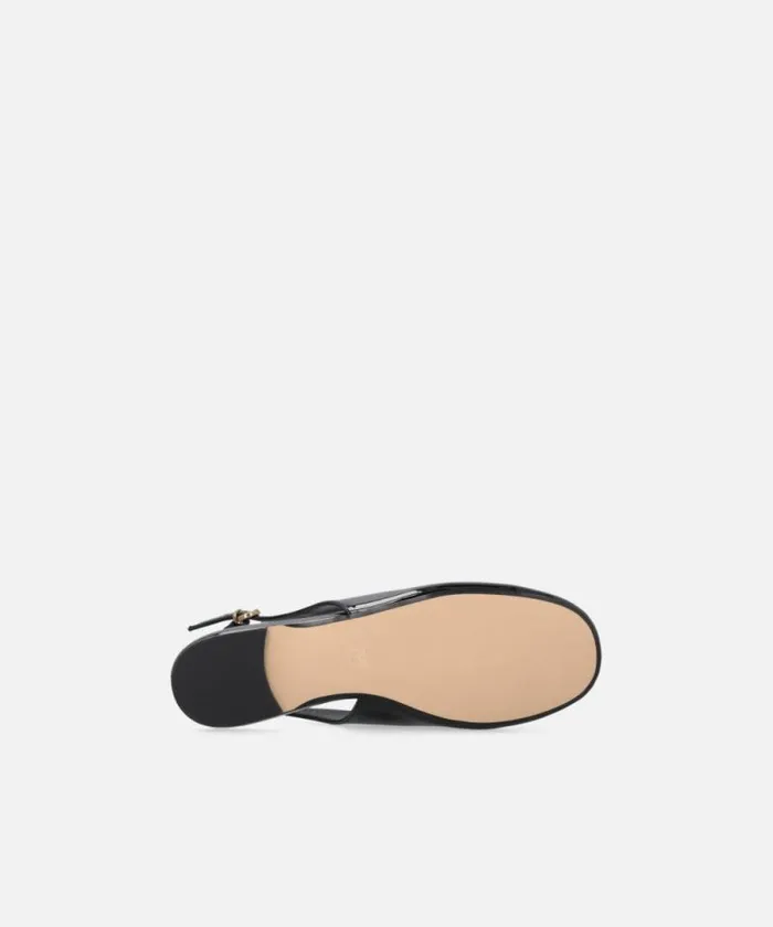 Women Flats Pinko Patent Slingback Ballet Flats With Logo Limo Black Women Flats Pinko Patent Slingback Ballet Flats With Logo Limo Black