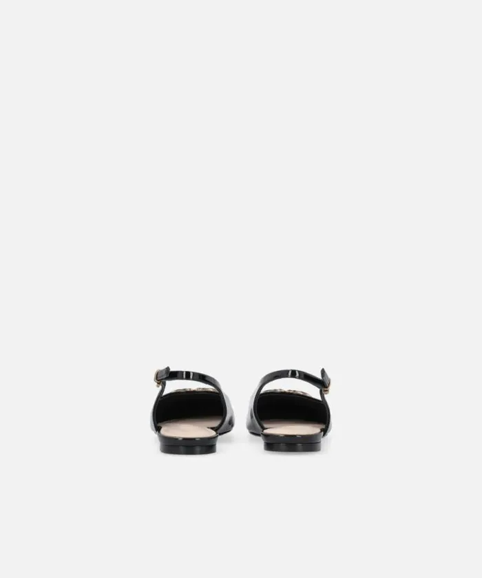 Women Flats Pinko Patent Slingback Ballet Flats With Logo Limo Black Women Flats Pinko Patent Slingback Ballet Flats With Logo Limo Black