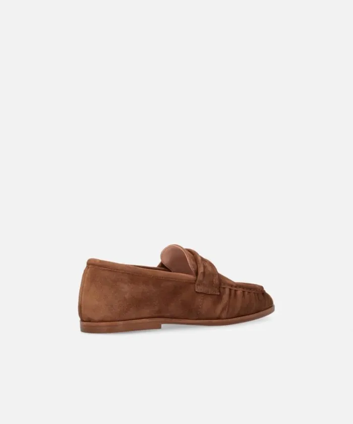 Women Flats Pinko Soft Suede Moccasins Laminated Gold