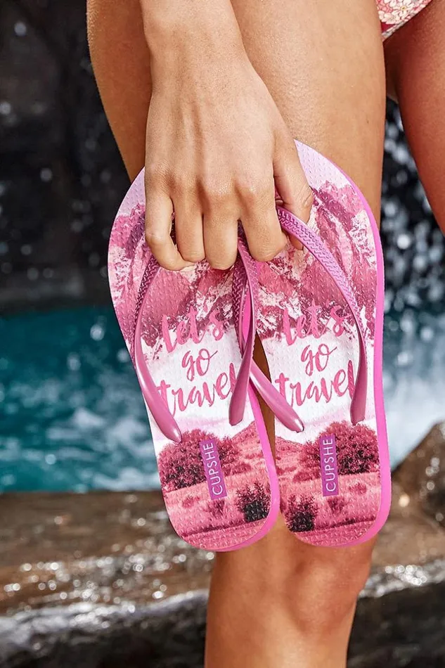Women Flip Flops Cupshe Montana Landscape Print Flip Flops Multicolor