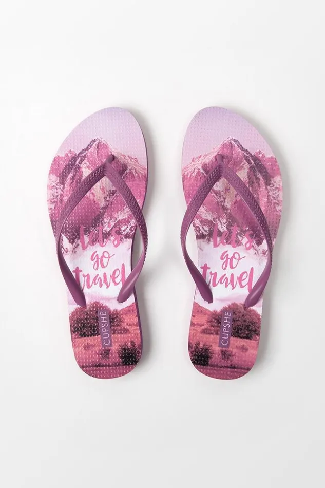 Women Flip Flops Cupshe Montana Landscape Print Flip Flops Multicolor