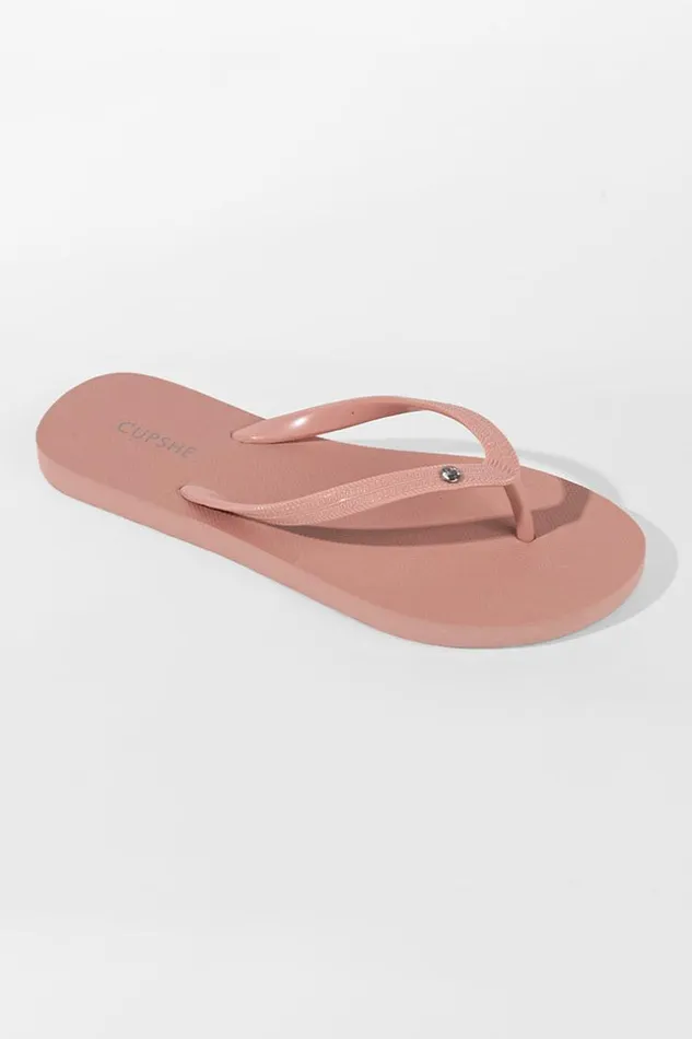 Women Flip Flops Cupshe Sand Bar Rhinestone Flip Flops Pink