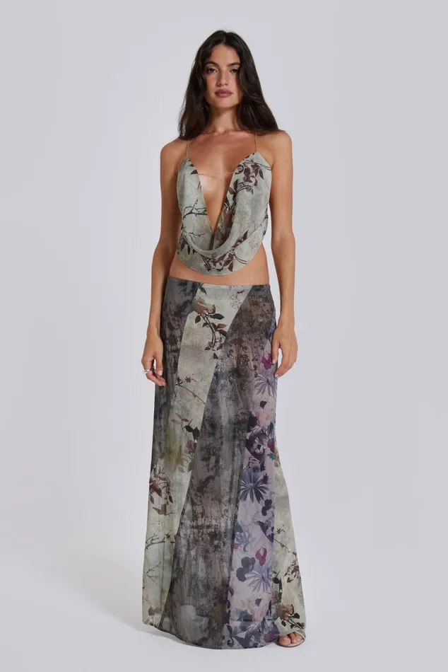 Women Floral Panelled Maxi Skirt Jaded London CoOrds