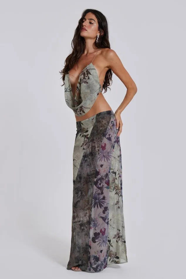 Women Floral Panelled Maxi Skirt Jaded London CoOrds