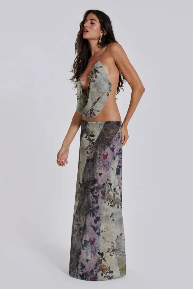 Women Floral Panelled Maxi Skirt Jaded London CoOrds