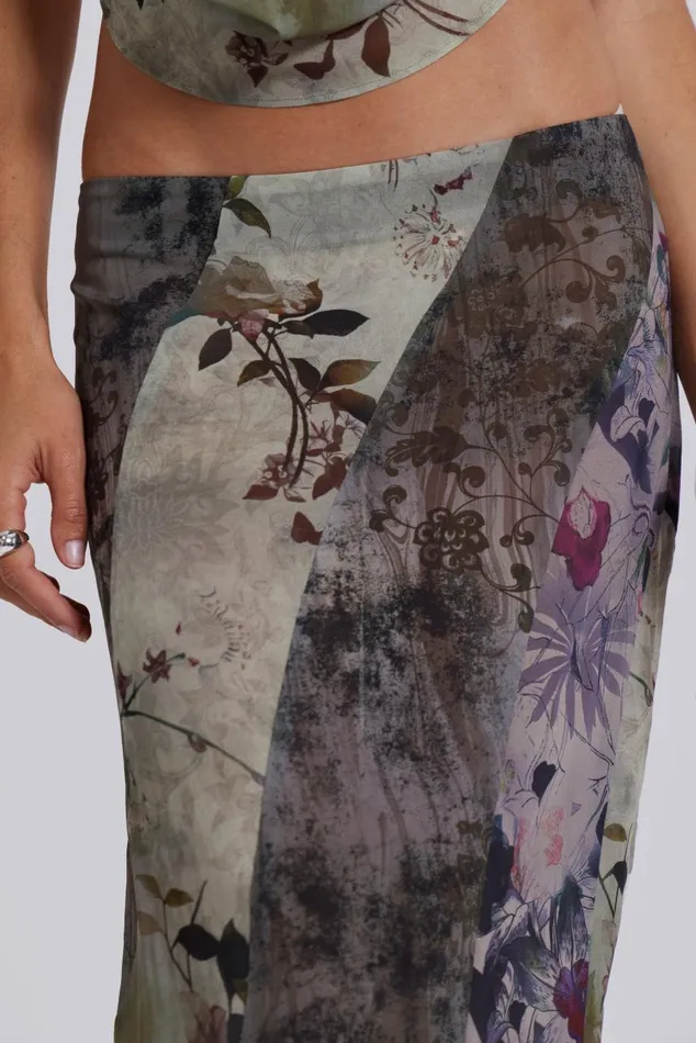 Women Floral Panelled Maxi Skirt Jaded London CoOrds