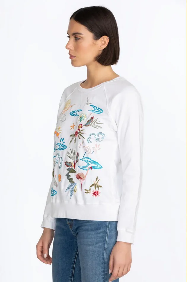 Women Florida Raglan Sweatshirt White Johnny Was Tops