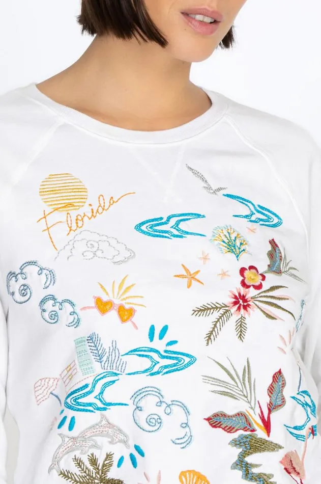 Women Florida Raglan Sweatshirt White Johnny Was Tops