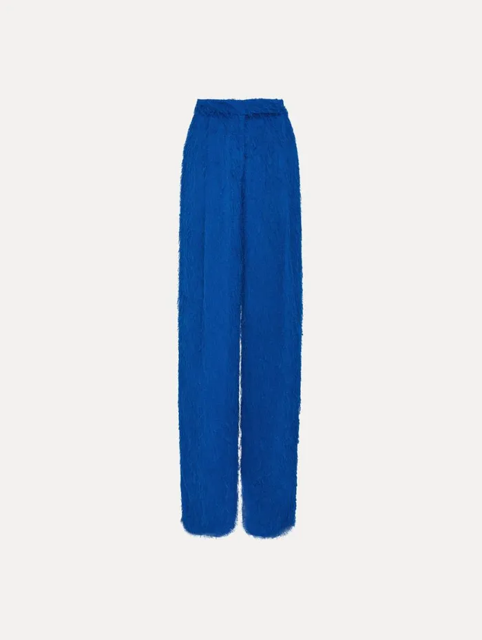 Women Fringe Fil Coup Wide Leg Pant Lapis Oscar De La Renta Pants and Skirts