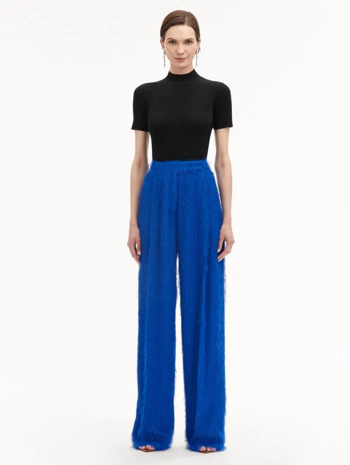 Women Fringe Fil Coup Wide Leg Pant Lapis Oscar De La Renta Pants and Skirts Women Fringe Fil Coup Wide Leg Pant Lapis Oscar De La Renta Pants and Skirts