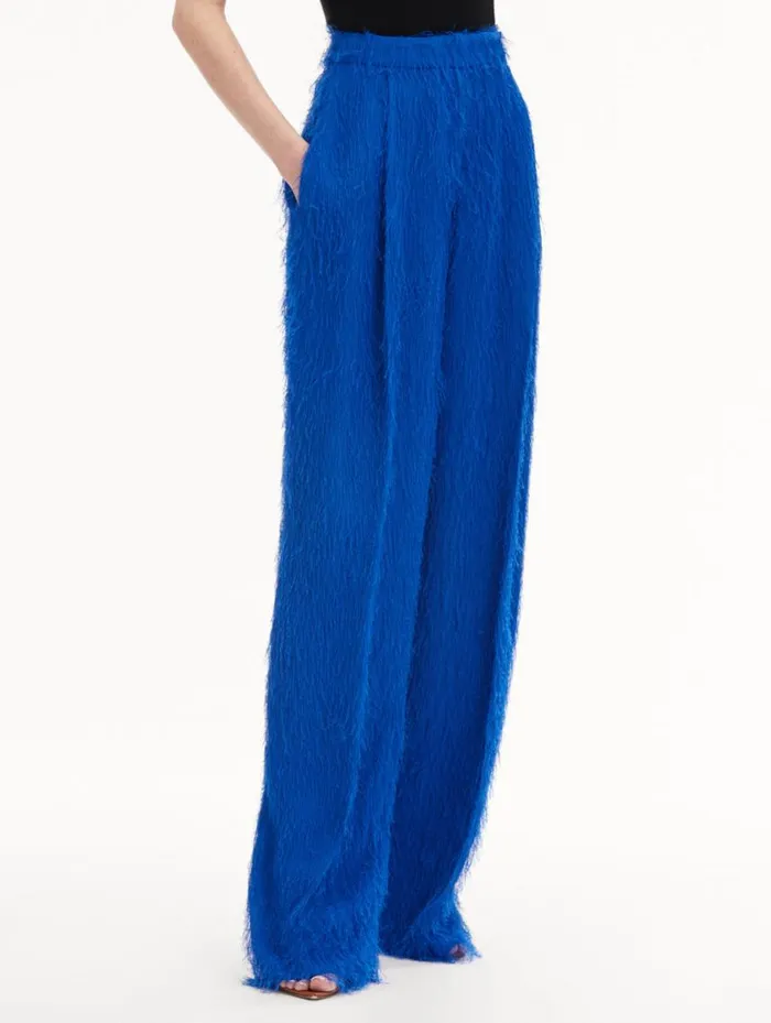 Women Fringe Fil Coup Wide Leg Pant Lapis Oscar De La Renta Pants and Skirts Women Fringe Fil Coup Wide Leg Pant Lapis Oscar De La Renta Pants and Skirts
