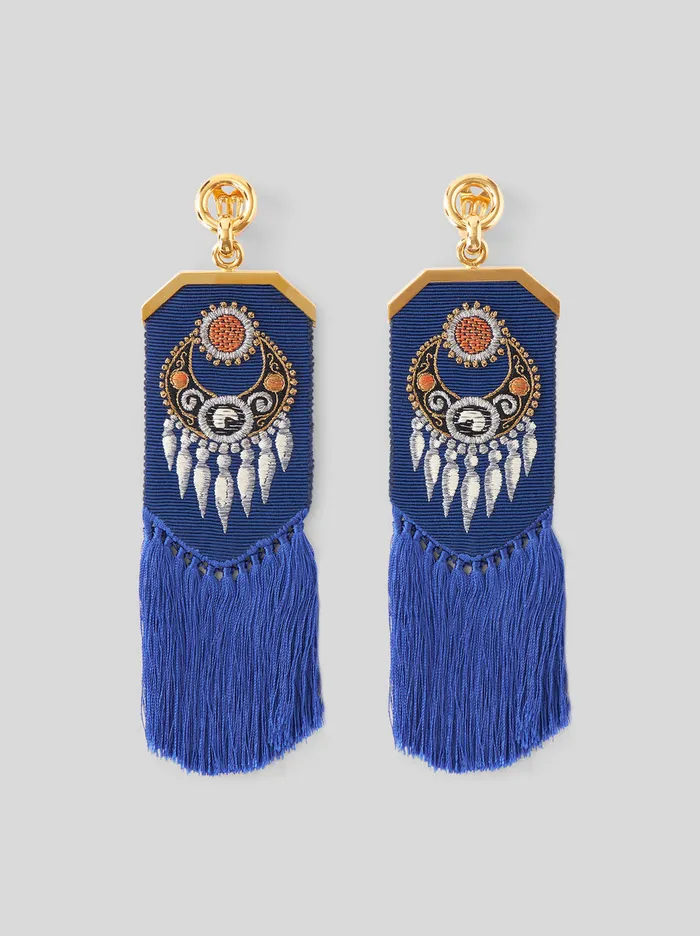 Women Fringed Pendant Earrings Etro Fashion Jewellery