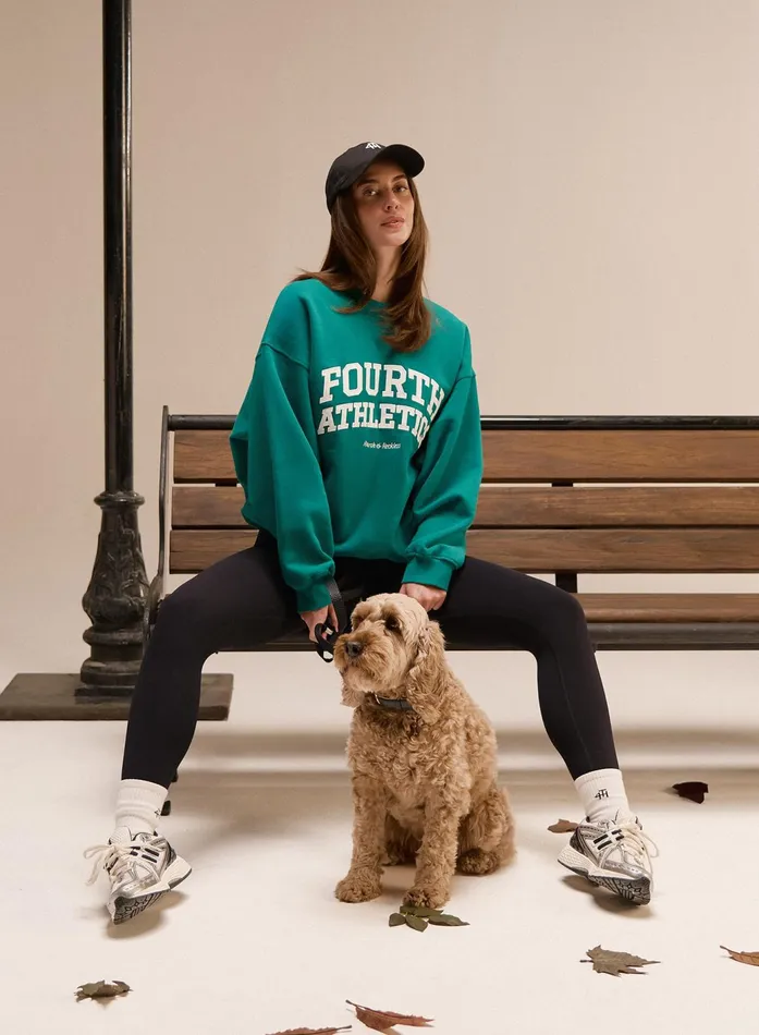 Women Green Fourth Athletics Slogan Oversized Sweatshirt Aviva 4th and Reckless Hoodies and Sweatshirts
