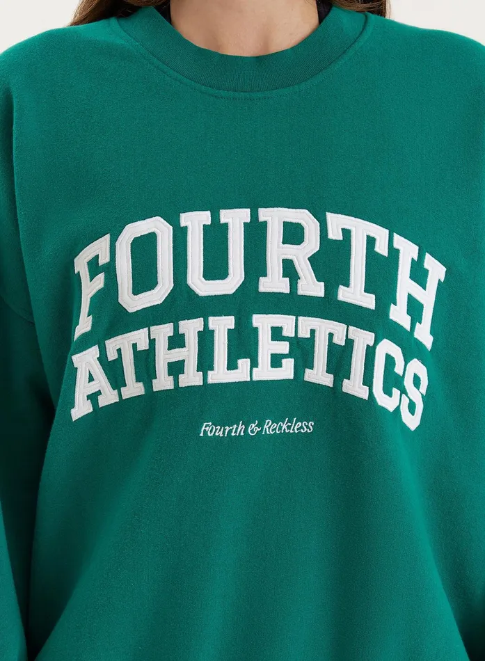 Women Green Fourth Athletics Slogan Oversized Sweatshirt Aviva 4th and Reckless Hoodies and Sweatshirts