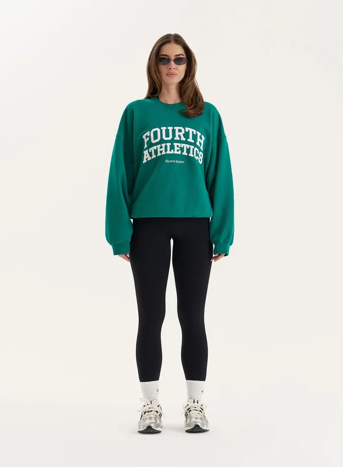 Women Green Fourth Athletics Slogan Oversized Sweatshirt Aviva 4th and Reckless Hoodies and Sweatshirts