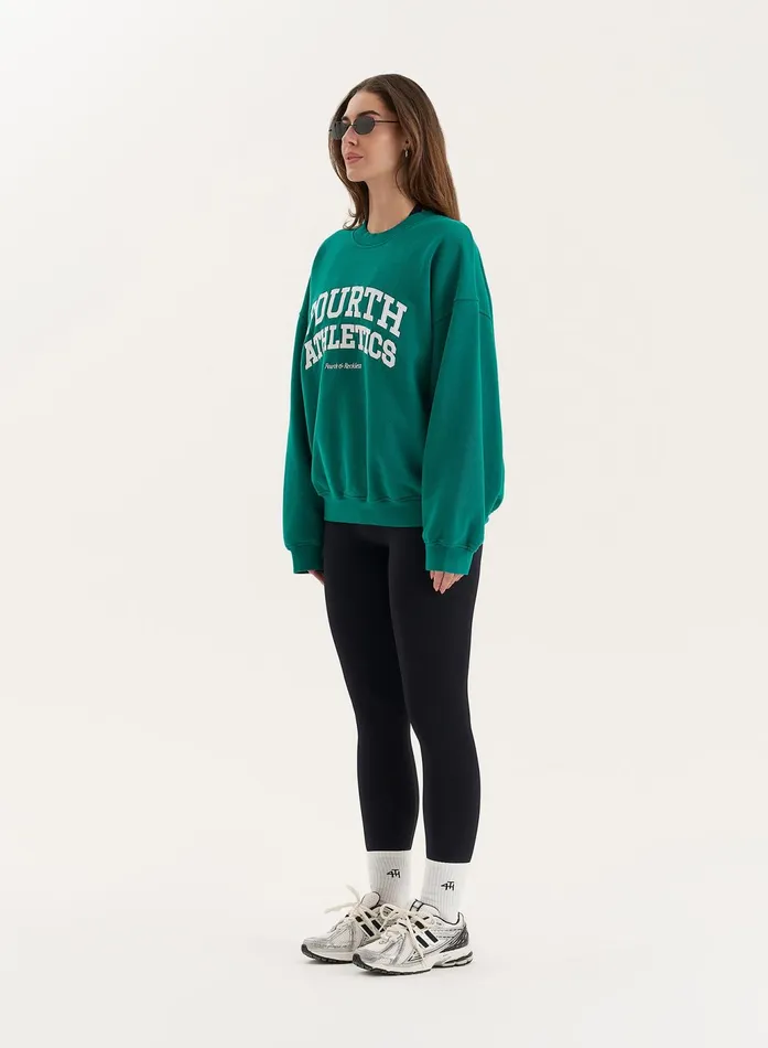 Women Green Fourth Athletics Slogan Oversized Sweatshirt Aviva 4th and Reckless Hoodies and Sweatshirts