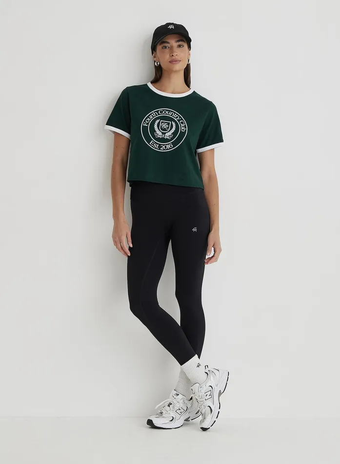 Women Green Fourth Country Club Cropped TShirt Davidson 4th and Reckless Athleisure
