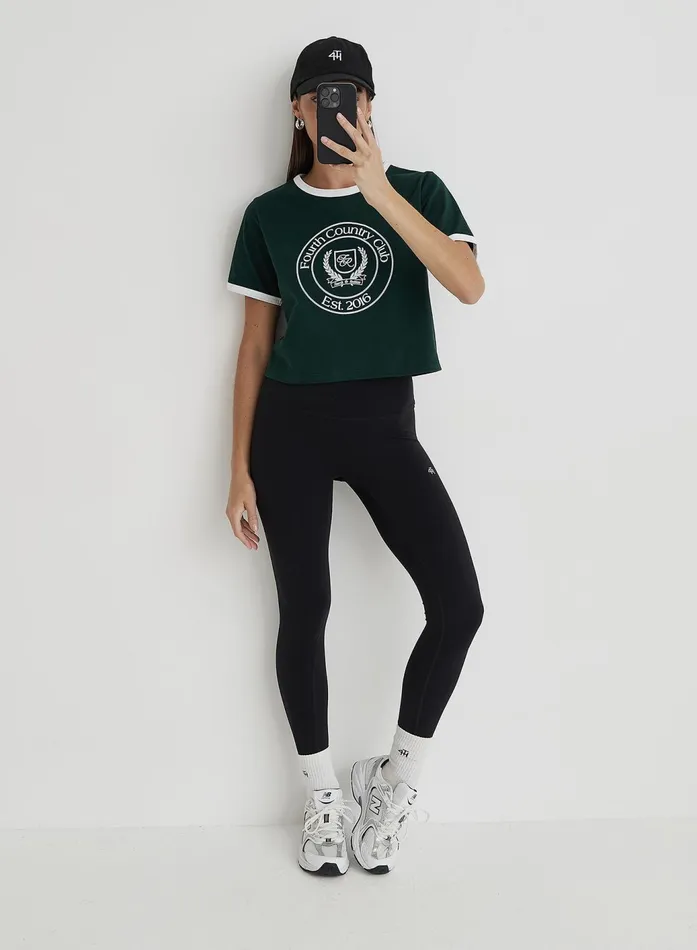 Women Green Fourth Country Club Cropped TShirt Davidson 4th and Reckless Athleisure