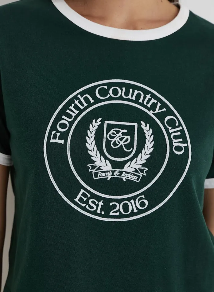 Women Green Fourth Country Club Cropped TShirt Davidson 4th and Reckless Athleisure