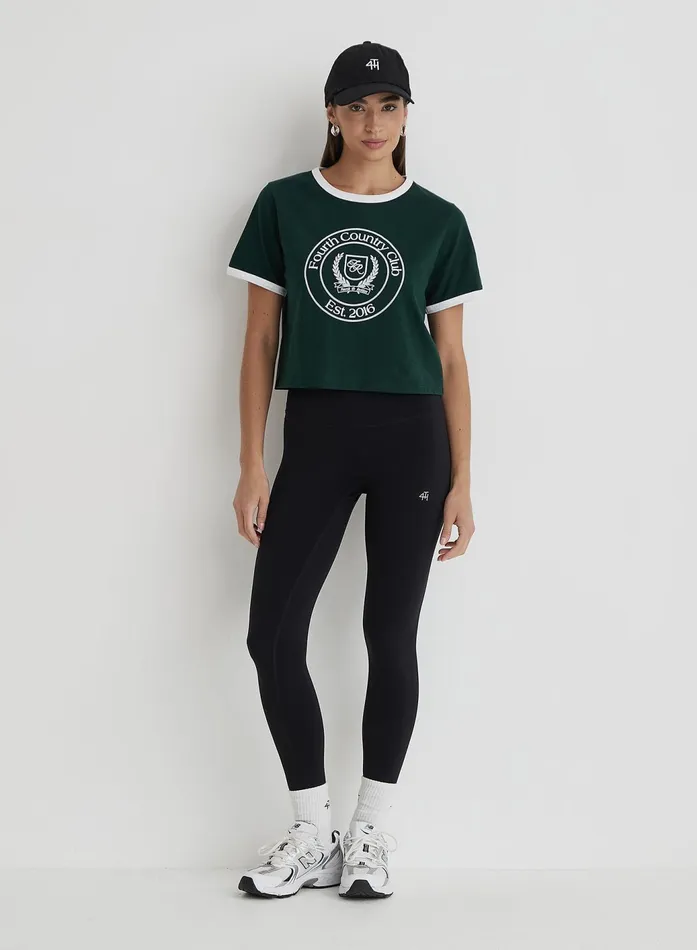 Women Green Fourth Country Club Cropped TShirt Davidson 4th and Reckless Athleisure