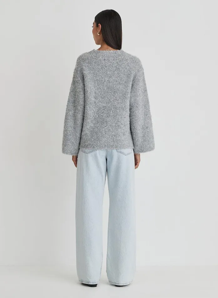 Women Grey Brushed Knit Cardigan Lidia 4th and Reckless Knitwear