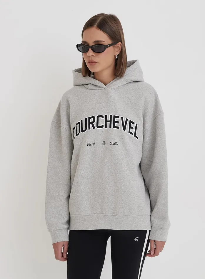 Women Grey Courchevel Slogan Oversized Hoodie Easton 4th and Reckless Athleisure