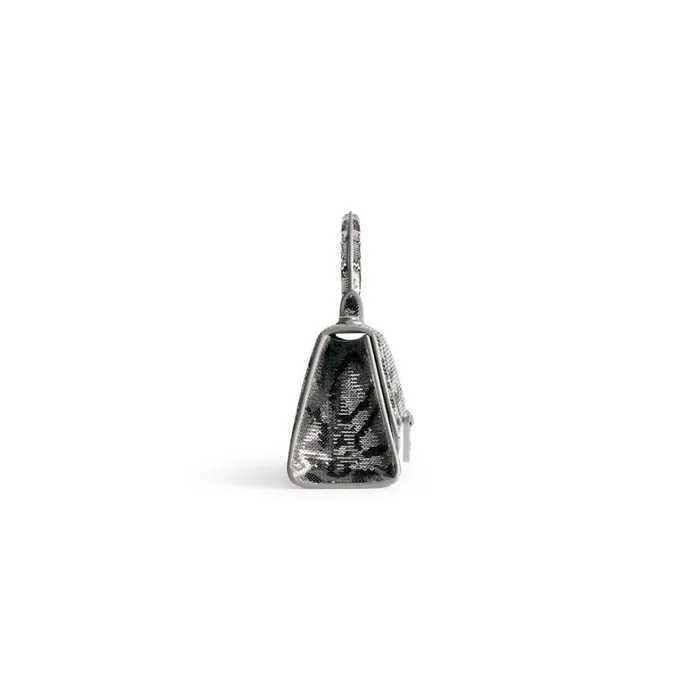 Women Handbags Balenciaga Hourglass Xs Handbag With Chain Embroidery In Silver