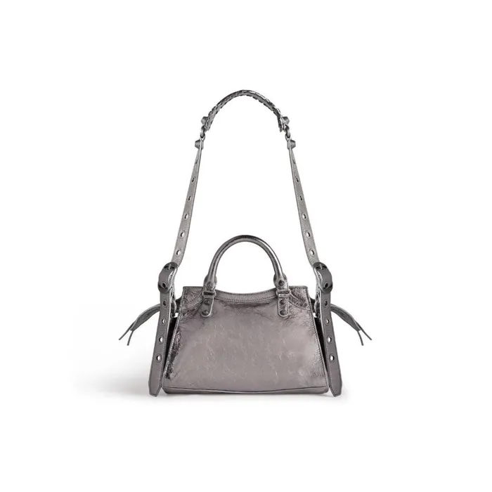 Women Handbags Balenciaga Neo Cagole Xs Handbag Metallized In Silver