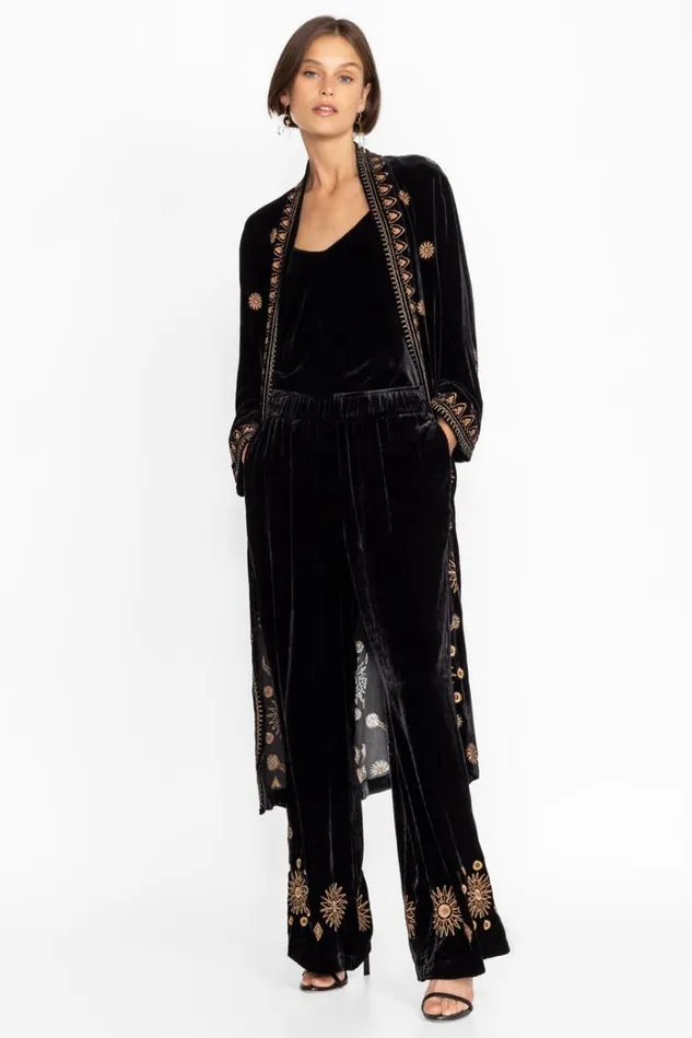 Women Heidi Velvet Wide Leg Pant Black Johnny Was Bottoms Women Heidi Velvet Wide Leg Pant Black Johnny Was Bottoms