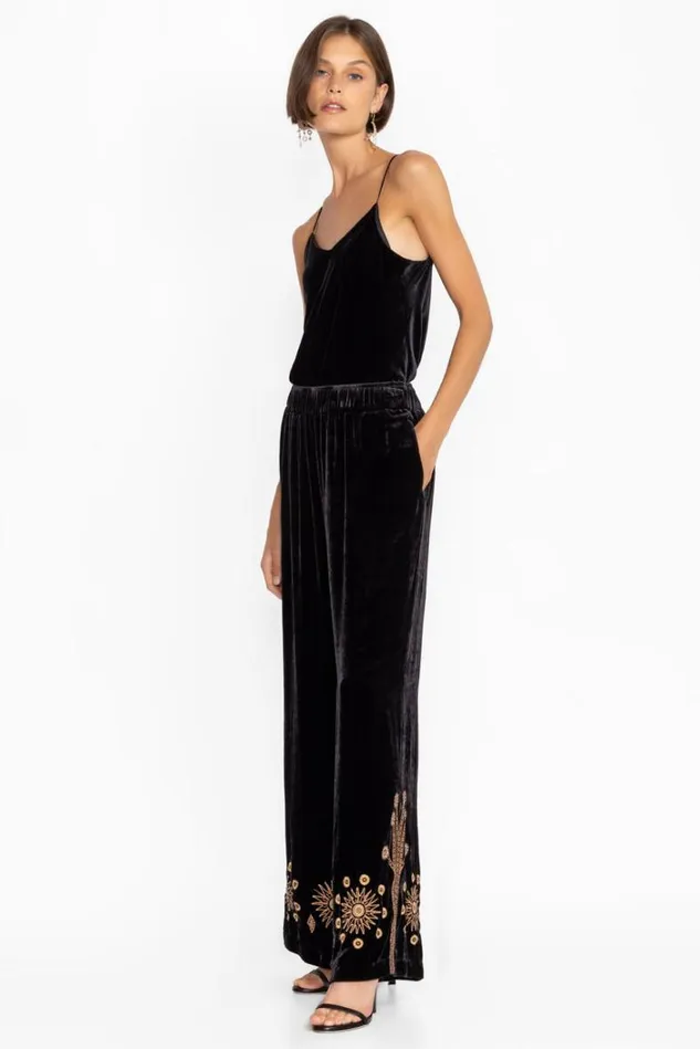 Women Heidi Velvet Wide Leg Pant Black Johnny Was Bottoms Women Heidi Velvet Wide Leg Pant Black Johnny Was Bottoms