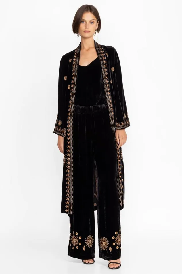 Women Heidi Velvet Wide Leg Pant Black Johnny Was Bottoms Women Heidi Velvet Wide Leg Pant Black Johnny Was Bottoms