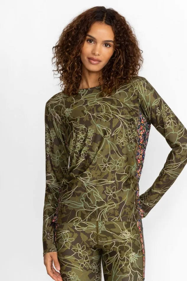 Women HIRZ CAMO RUCHED LONG SLEEVE TOP Hirz Johnny Was Tops Women HIRZ CAMO RUCHED LONG SLEEVE TOP Hirz Johnny Was Tops
