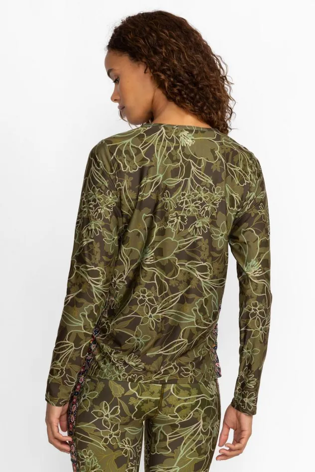 Women HIRZ CAMO RUCHED LONG SLEEVE TOP Hirz Johnny Was Tops Women HIRZ CAMO RUCHED LONG SLEEVE TOP Hirz Johnny Was Tops