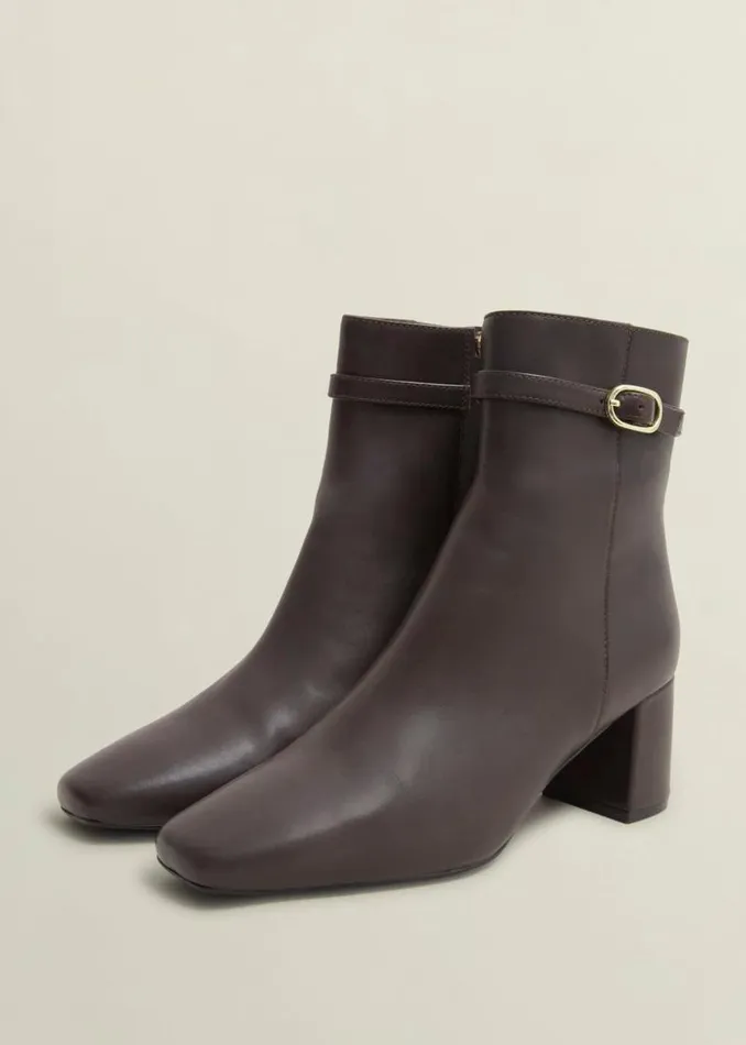 Women HOBBS Boots Gabriella Leather Ankle Boots Chocolate Brown