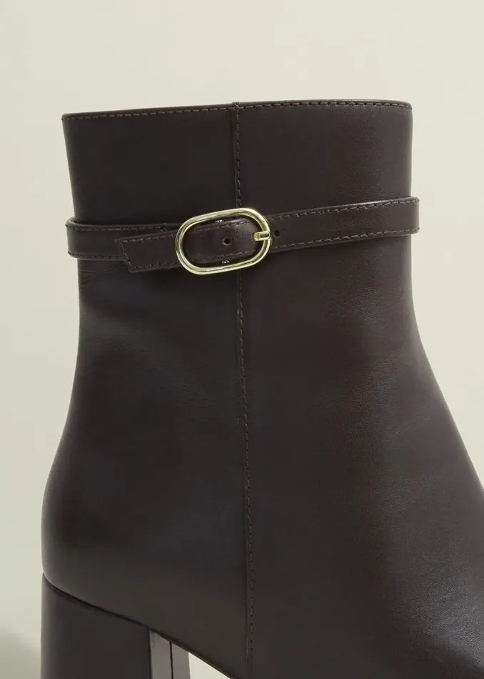 Women HOBBS Boots Gabriella Leather Ankle Boots Chocolate Brown