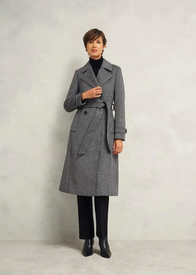 Women HOBBS Coats and Jackets Bromley Coat With Wool Black Multi