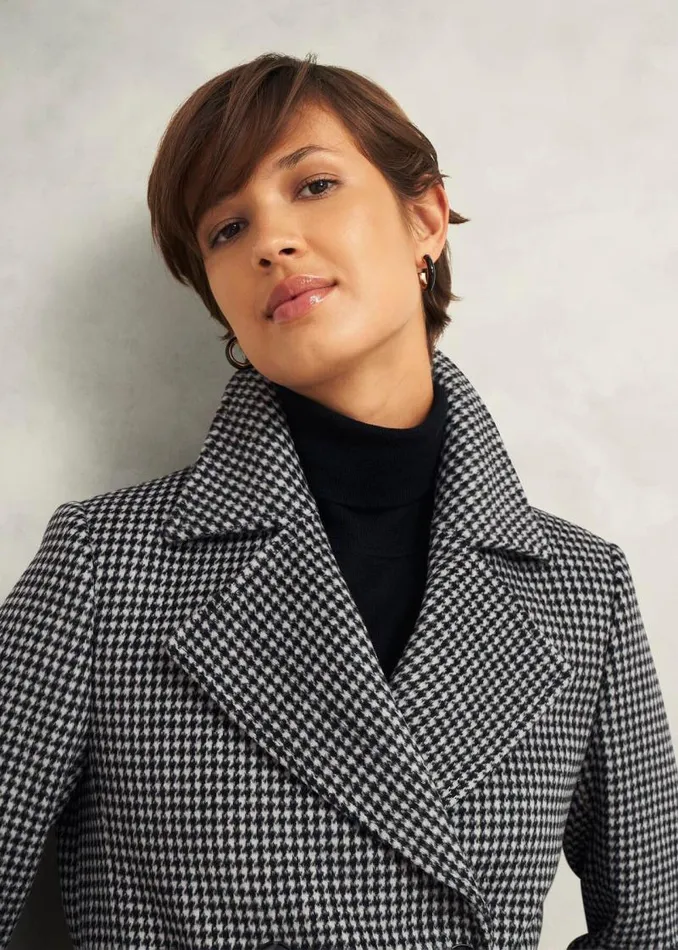 Women HOBBS Coats and Jackets Bromley Coat With Wool Black Multi