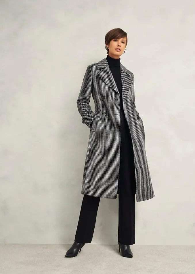 Women HOBBS Coats and Jackets Bromley Coat With Wool Black Multi