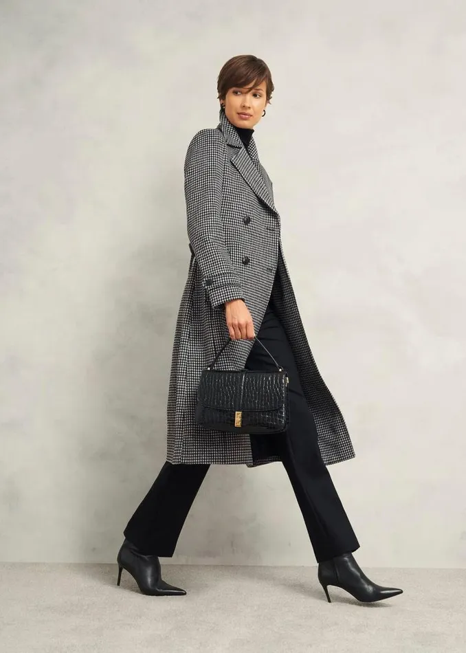 Women HOBBS Coats and Jackets Bromley Coat With Wool Black Multi