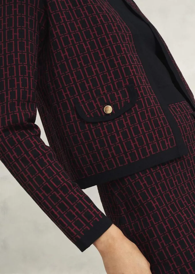 Women HOBBS Coats and Jackets Perrie Knitted Jacket Black Rhubarb