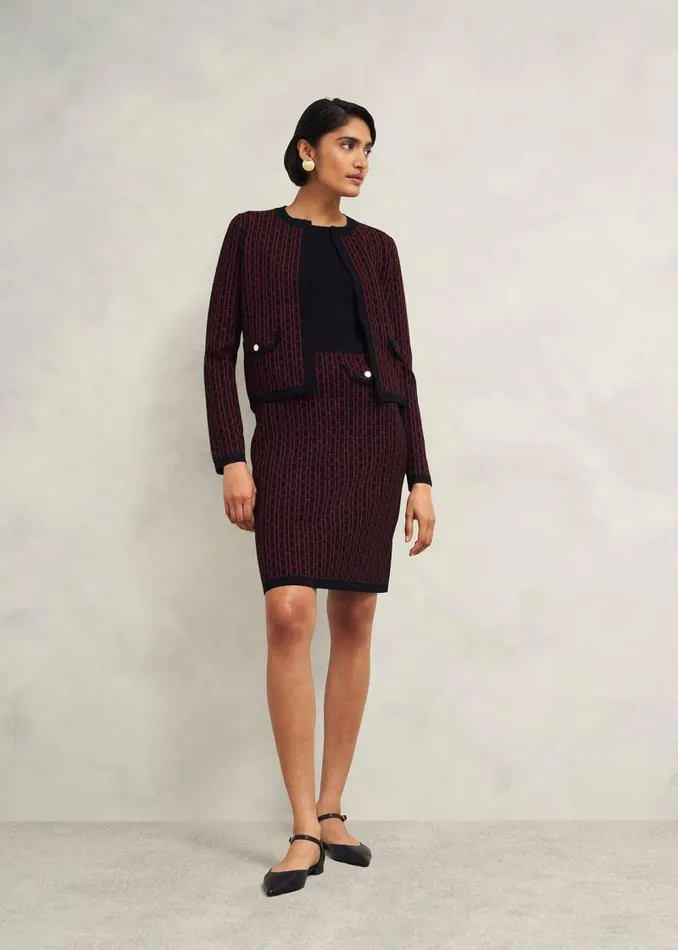 Women HOBBS Coats and Jackets Perrie Knitted Jacket Black Rhubarb