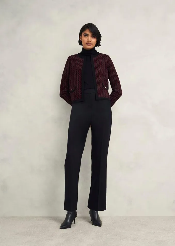 Women HOBBS Coats and Jackets Perrie Knitted Jacket Black Rhubarb