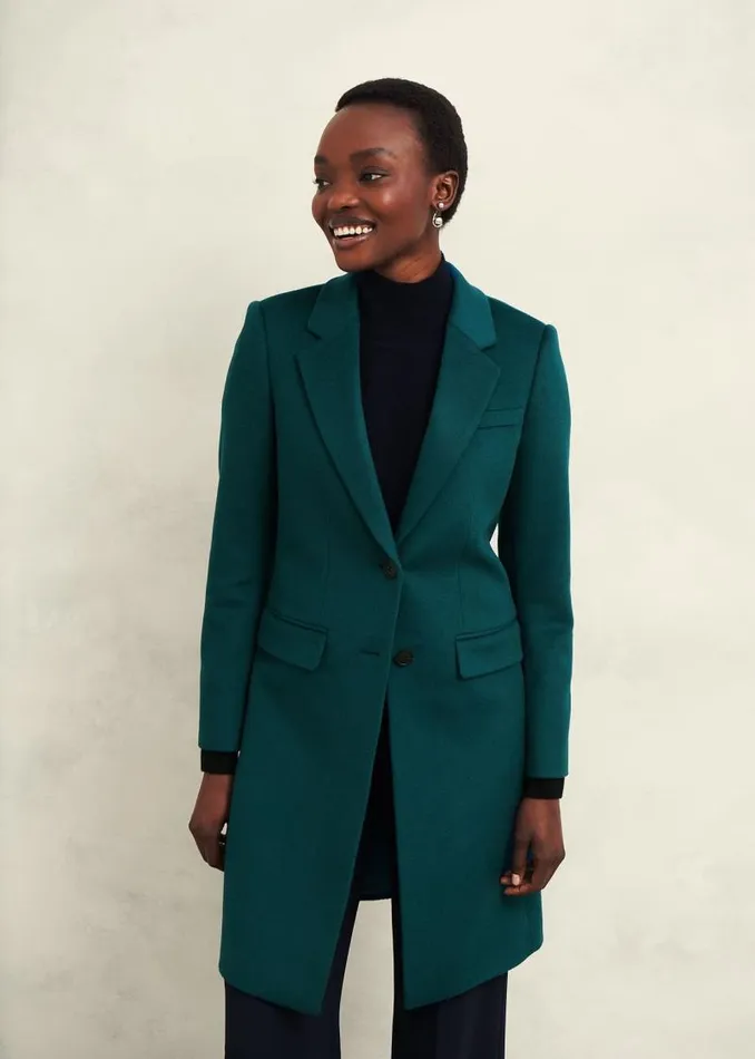 Women HOBBS Coats and Jackets Petite Cavendish Wool Coat Kyanite Green