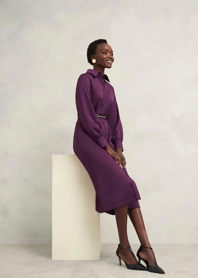 Women HOBBS Dresses and Jumpsuits Arianne Satin Dress Regal Purple