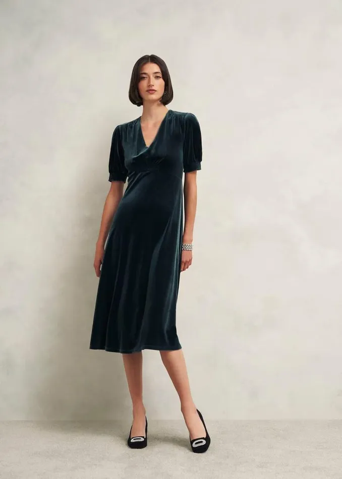Women HOBBS Dresses and Jumpsuits Dormer Velvet Dress Evergreen